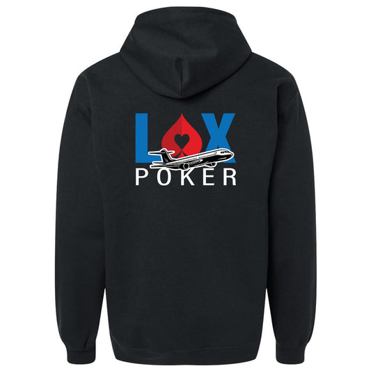 Zip Up Hoodie with Front leather patch and Back LAX Logo (Unisex)